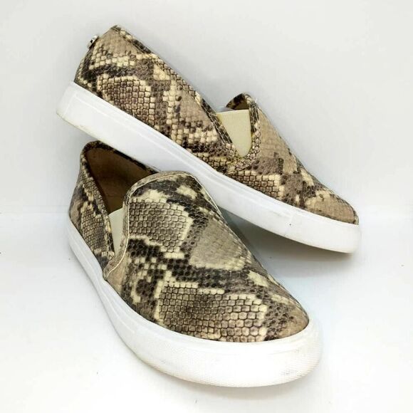 Steve Madden Designer Snakeskin Slip-on Women's Pre-owned Sneakers - sz. 6 1/2M - Picture 1 of 6